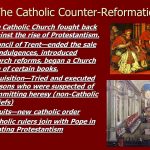 The Catholic Church fought back against the rise of Protestantism. Council of Trent—ended the sale of indulgences, introduced Church reforms, began a Church ban of certain books. Inquisition—Tried and executed persons who were suspected of committing heresy (non-Catholic beliefs) Jesuits—new catholic order. Catholic rulers join with Pope in fighting Protestantism.